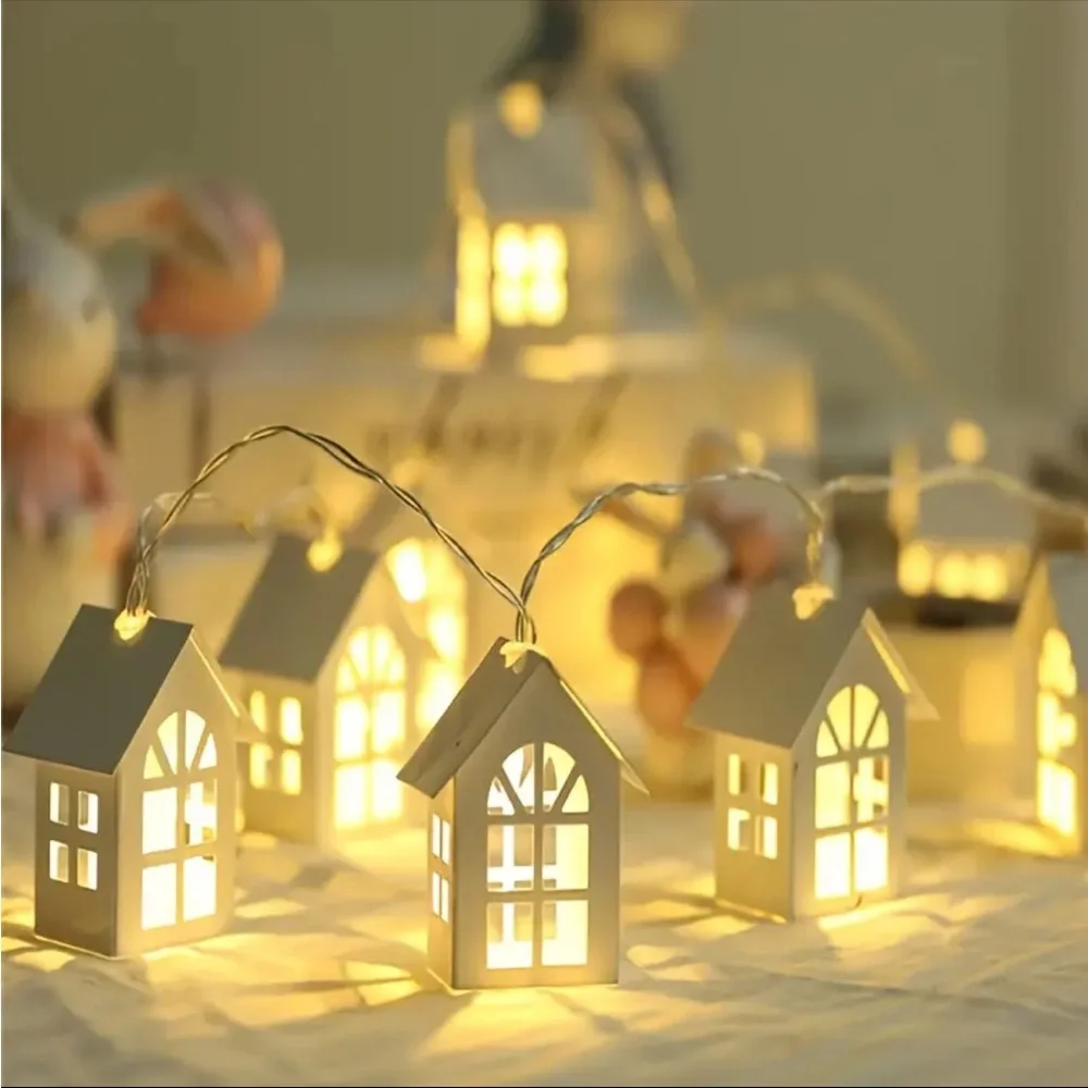 Christmas Strand Light, Mini Cabin Christmas Lights, Mini Cabin Holiday Lights